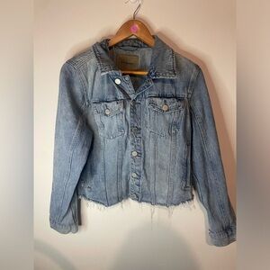 BLANK NYC Denim Jean‎ jacket RIPPED distressed large